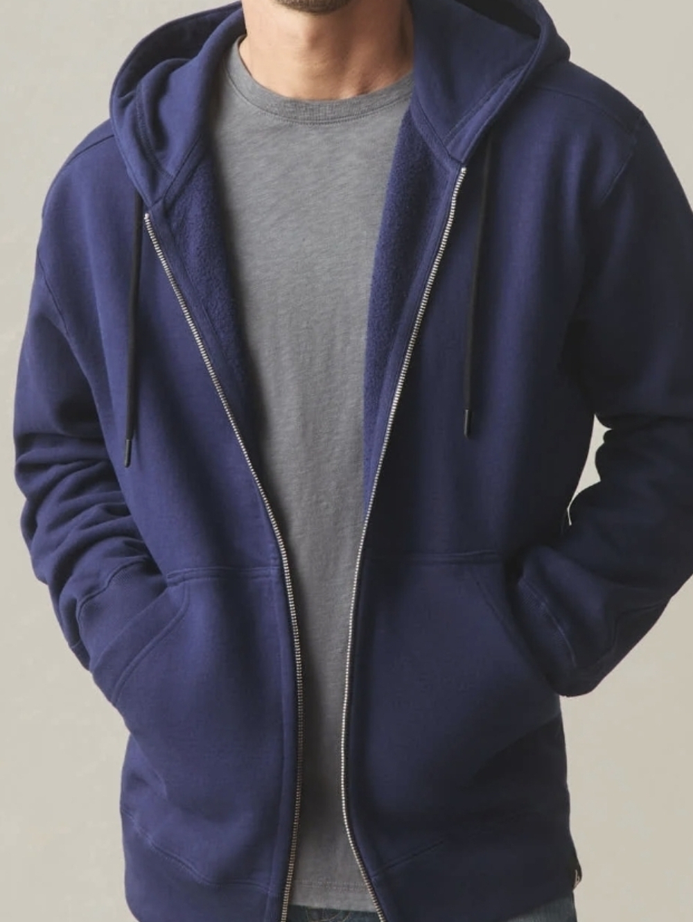 American Giant Men's Navy Zip-Up Hoodie Sweater Small